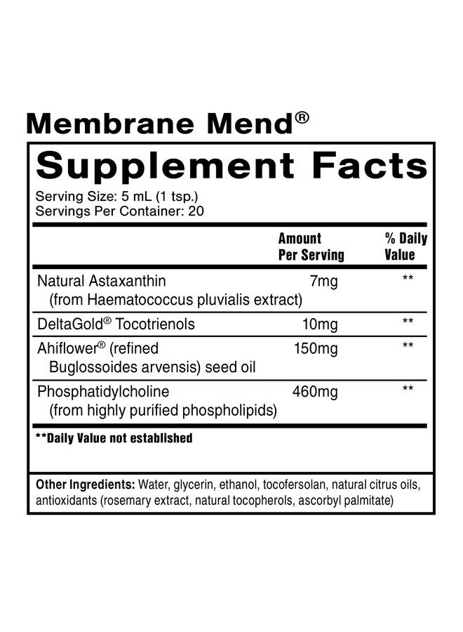Quicksilver Scientific كويك سيلفر ساينتيفيك ميمبرين ميد - دعم الدماغ والخلايا والشيخوخة الصحية مع فوسفاتيديل كولين (PC) وفيتامين E توكوتريينول وزيت أهي فلاور ومكملات أستازانتين (3.38 أونصة / 100 مل) - Image 2
