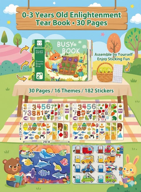 Busy book,30 pages Early Learning Interactive Toys For Kids 1-3 Year,children reading books,kids interactive book,quite book