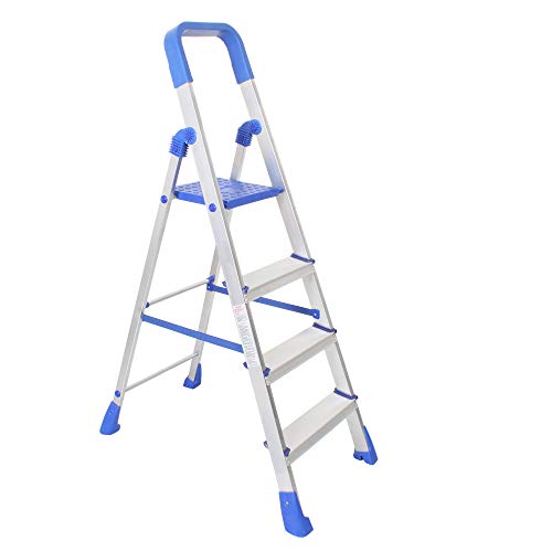 GRAZIA Aluminium Strong and Durable Folding Ladder (4 Step) Silver - Image 2