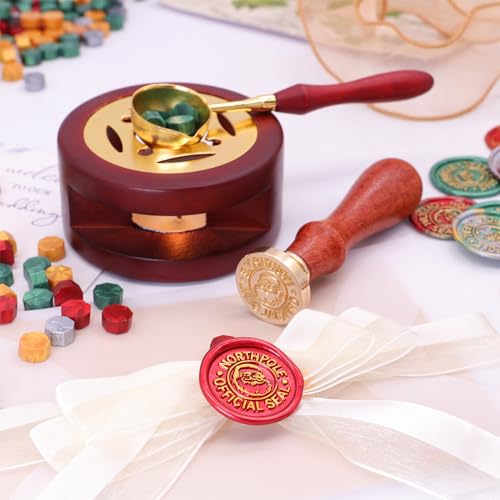 SWANGSA Santa Claus Northpole Official Wax Seal, Vintage Wood Stamp With Removable Brass Head, Great for Decorating Christmas Party Invitations and Gift Packing - Image 3