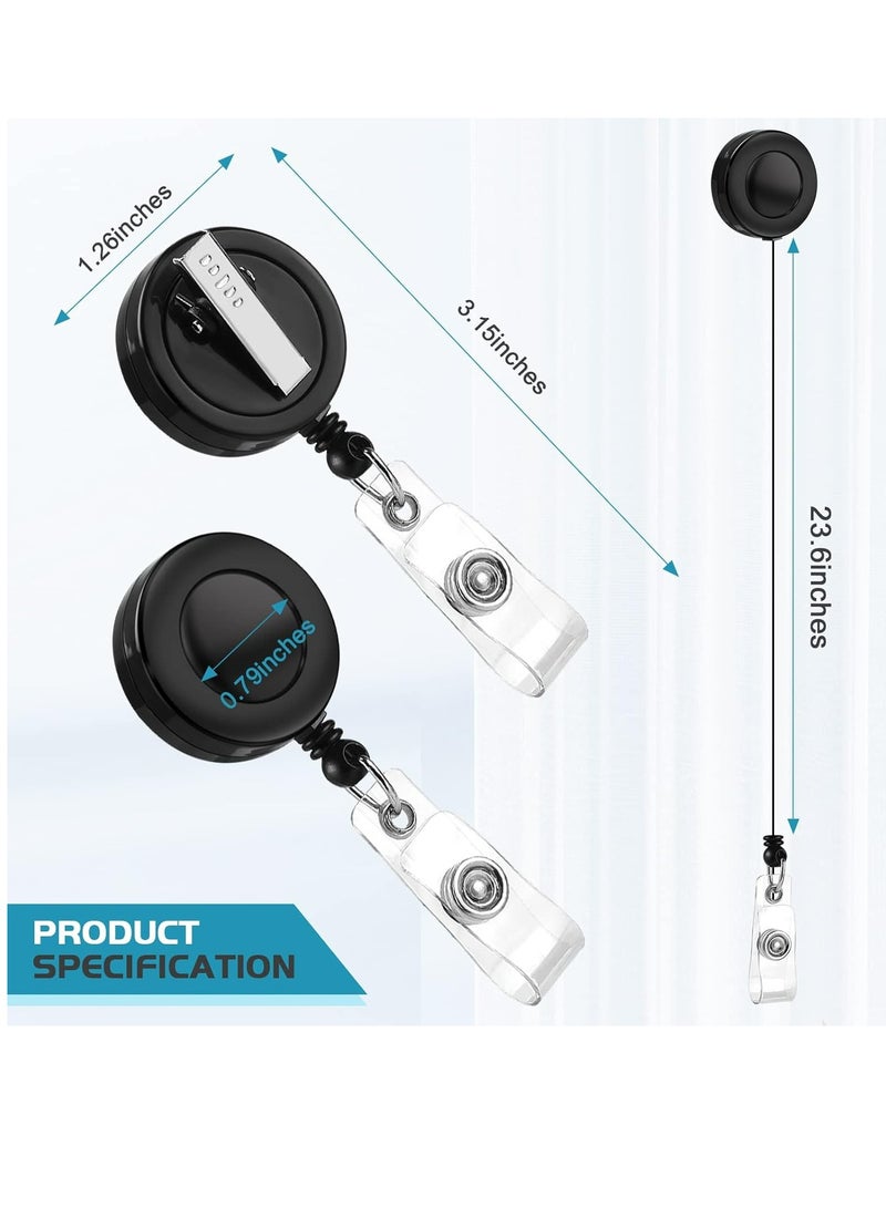 إسكدنيا 2 قطعة بكرات شارات سوداء قابلة للسحب مع مشابك دوارة للمعلمين والطلاب والاستخدام المكتبي - Image 3