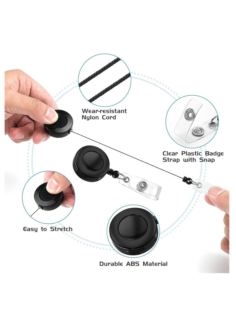 إسكدنيا 2 قطعة بكرات شارات سوداء قابلة للسحب مع مشابك دوارة للمعلمين والطلاب والاستخدام المكتبي - Image 4