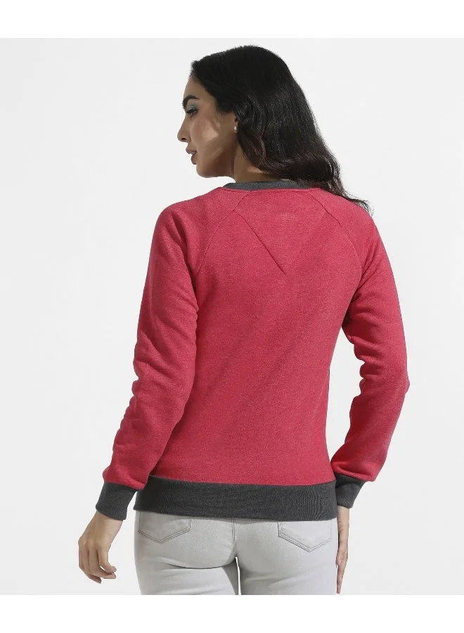 Pinacolada  Women's Red Zip-Front Sweatshirt With Contrast Hem for Women | Best Price UAE