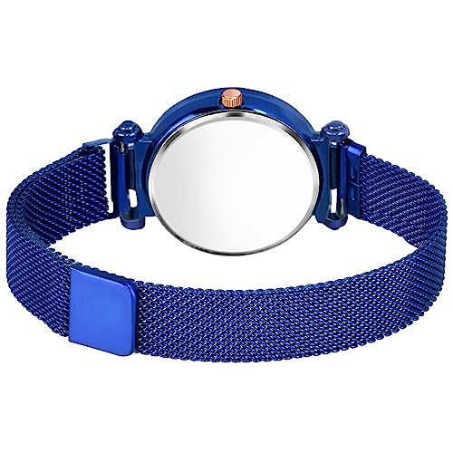 CERO New Flower Butterfly Dial Mgnetic Strap Girls Analogue Watch for Woman (Blue) - Image 3