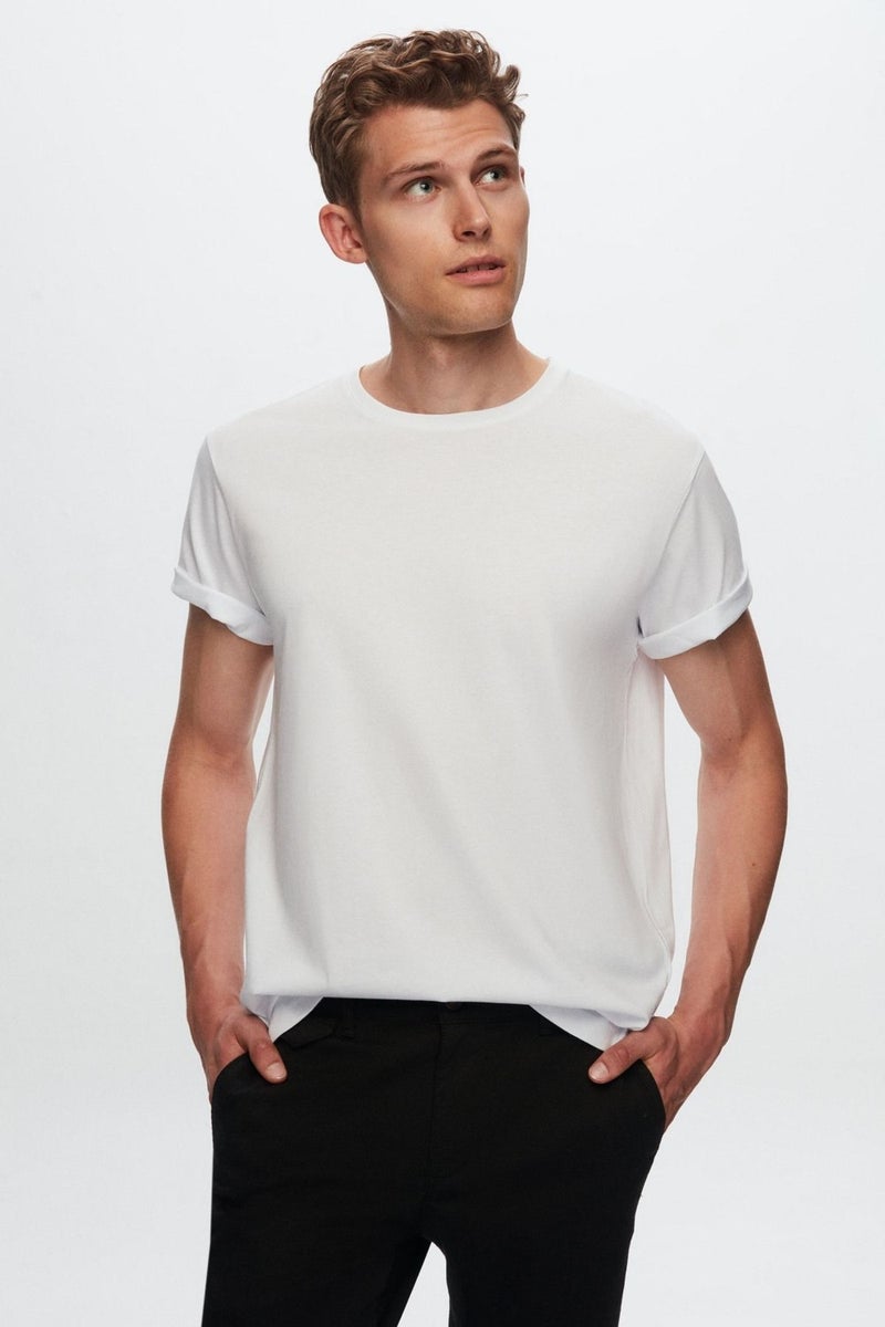 D'S DAMAT Comfort White 100% Cotton T-Shirt 6HC14ORT02006 - Image 1