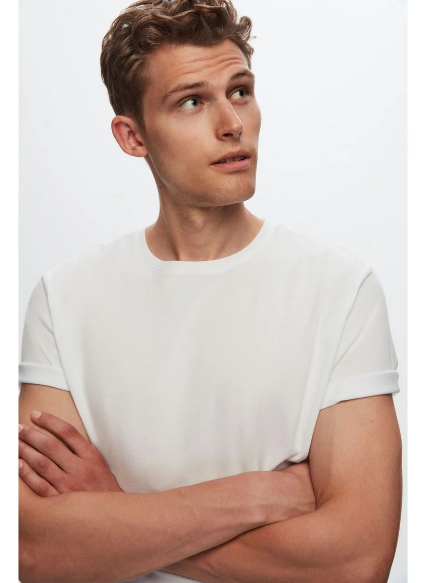 D'S DAMAT Comfort White 100% Cotton T-Shirt 6HC14ORT02006