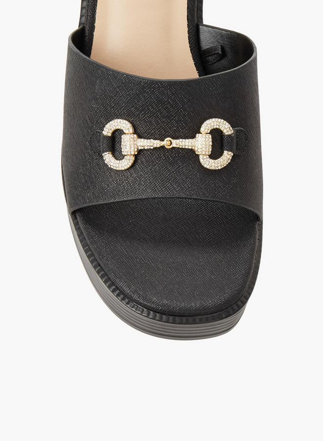 Surestep Women Lightweight Metallic Block Heel Sandals With Embellished Buckle - Image 5