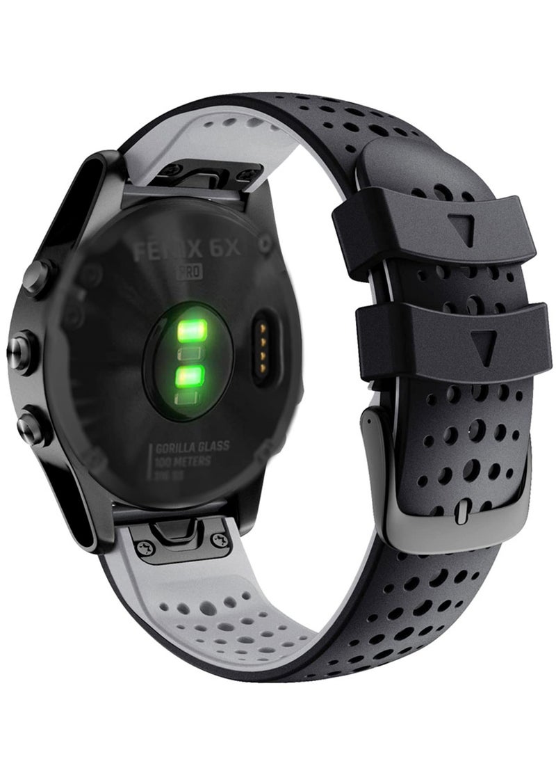 SYOSI Silicone Watch Band Waterproof Wristband Strap for Fenix 5X Fenix 6X Fenix 7X 26mm Quick Release Fit Soft Sport Breathable for Garmin Fenix 5X Plus Fenix 3 3 HR Enduro Tactix Delta - Image 1