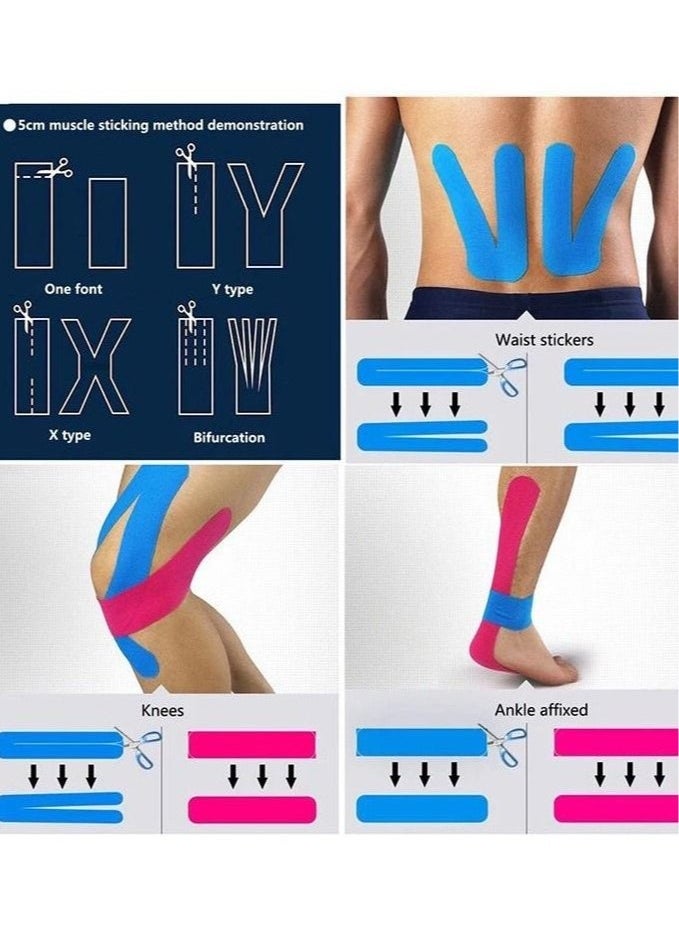 Sthxyfaith - Athletic Non-Athlete Therapeutic Waterproof Tape Helps Relieve Muscle Joint and Bone Pain All Day Record (5cmx5m) (Blue) - Image 1