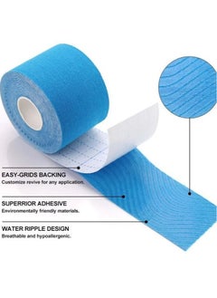 Sthxyfaith Athletic Non-Athlete Therapeutic Waterproof Tape Helps Relieve Muscle Joint and Bone Pain All Day Record (5cmx5m) (Blue)  - Image 5