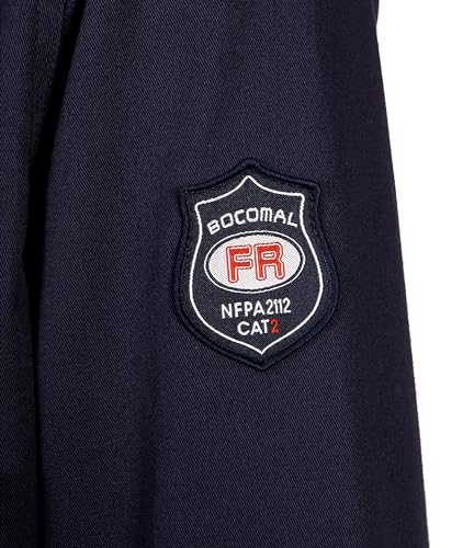 BOCOMAL FR Shirts Flame Resistant Shirt NFPA2112/CAT2 7.5oz Fire Resistant Navy Men's Fire Retardant Workwear Welding Shirt - Image 4