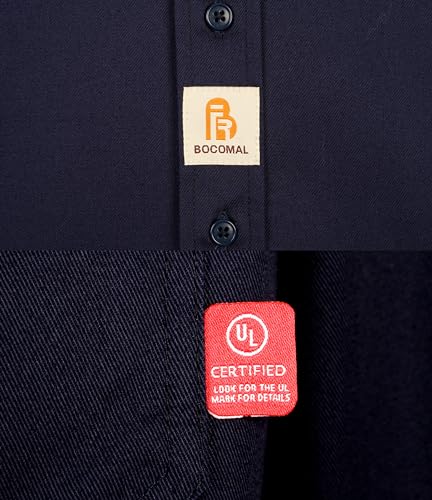 BOCOMAL FR Shirts Flame Resistant Shirt NFPA2112/CAT2 7.5oz Fire Resistant Navy Men's Fire Retardant Workwear Welding Shirt - Image 5