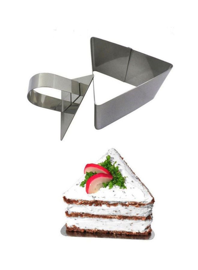 2-Piece Triangle Shaped Cake Mould With Ring Cover Silver 8x4cm