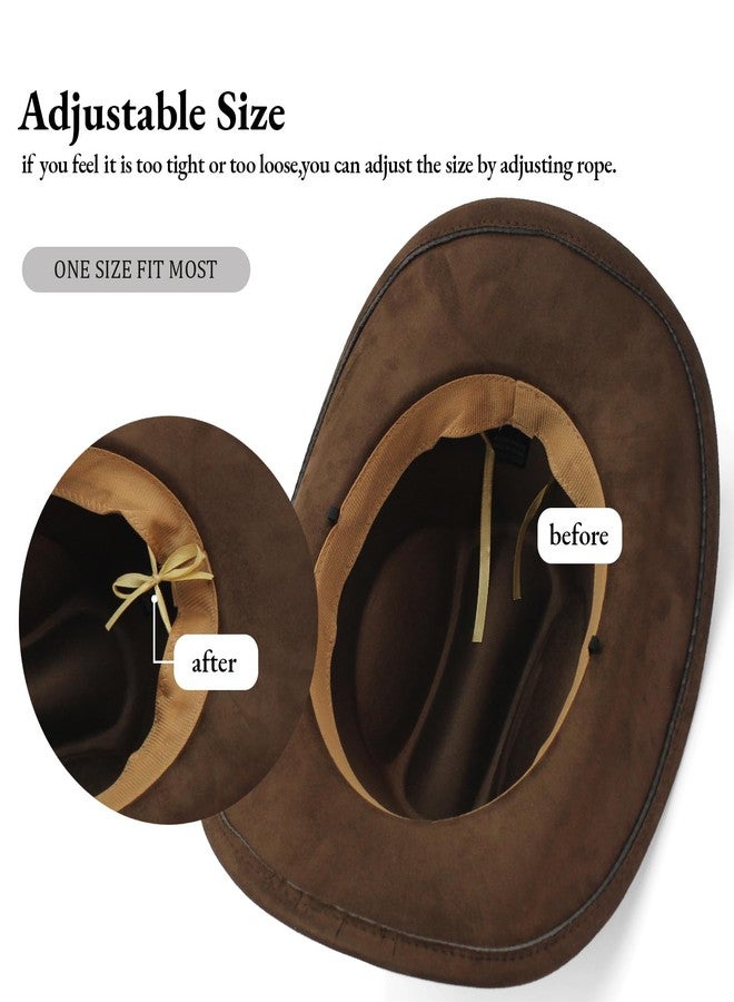 LIDHAY Cowboy Hat for Women Men with Shapeable Wide Brim Western Suede Hat for Cowboys and Cowgirls XG-JPNT Coffee - Image 5