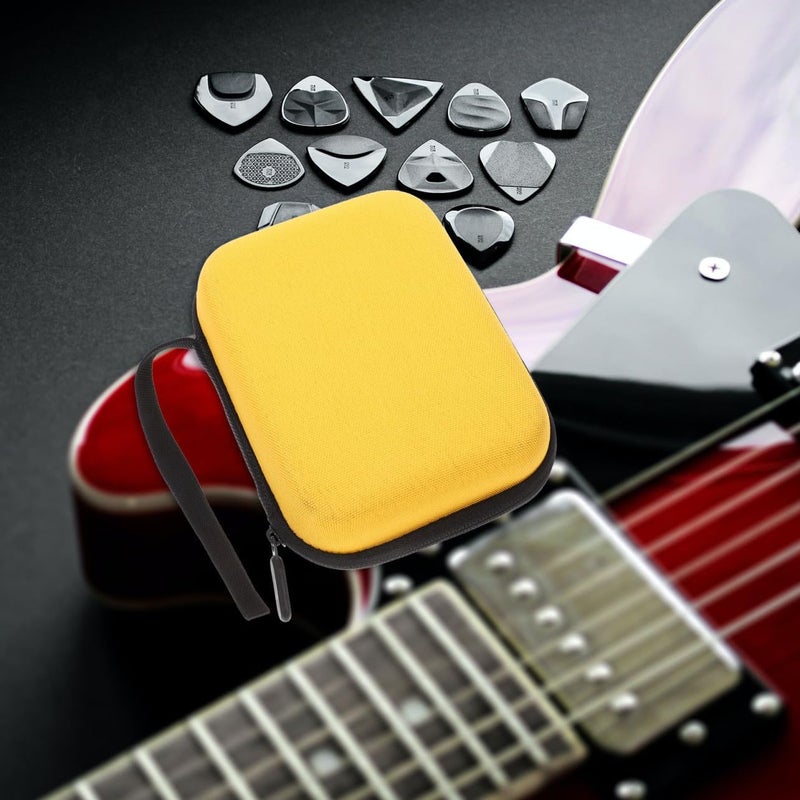 Guitar Pick Holder Bag Eva Storage Case Yellow Guitar Picks Organizer Carry Pouch - Image 4