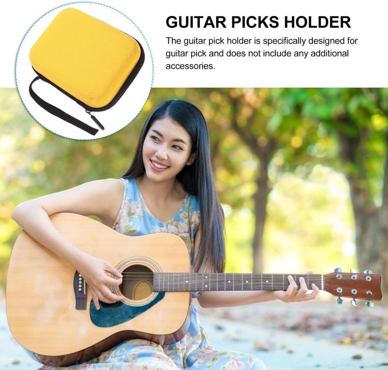 Guitar Pick Holder Bag Eva Storage Case Yellow Guitar Picks Organizer Carry Pouch - Image 3