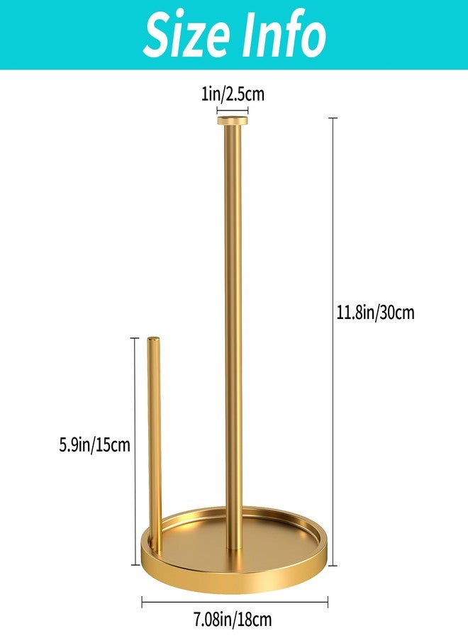 STWWO Paper Towel Holder Countertop, Standing Paper Roll Holder with Anti Slip Weighted Base, Stainless Steel Freestanding Paper Towel Holder for Kitchen, Gold - Image 5