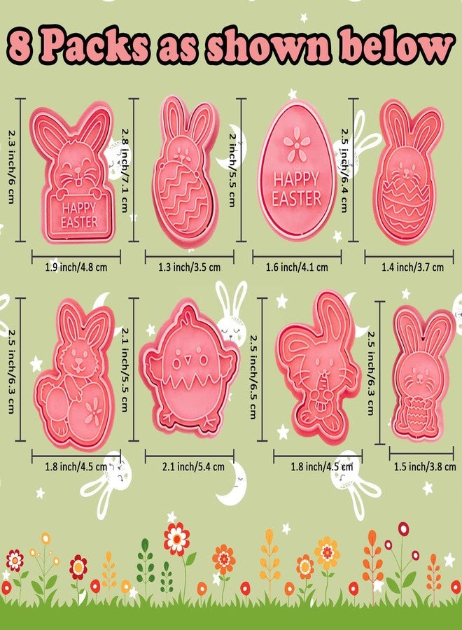 Partywind 8 Styles Easter Bunny Cookie Cutters, Easter Biscuit Fondant Pastry Cookie Cutter Stamps for Baking, Fun Cookie Cutters Shapes with Bunny Egg Carrot for Party Decorations - Image 2