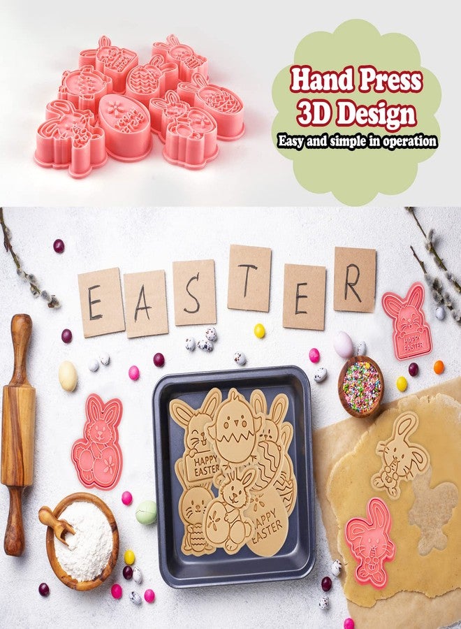 Partywind 8 Styles Easter Bunny Cookie Cutters, Easter Biscuit Fondant Pastry Cookie Cutter Stamps for Baking, Fun Cookie Cutters Shapes with Bunny Egg Carrot for Party Decorations - Image 4