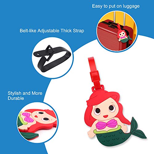 Finex 4 Pcs Set Princess Silicone Travel Luggage Baggage Identification Labels ID Tag for Bag Suitcase Plane Cruise Ships with Belt Strap - Image 3
