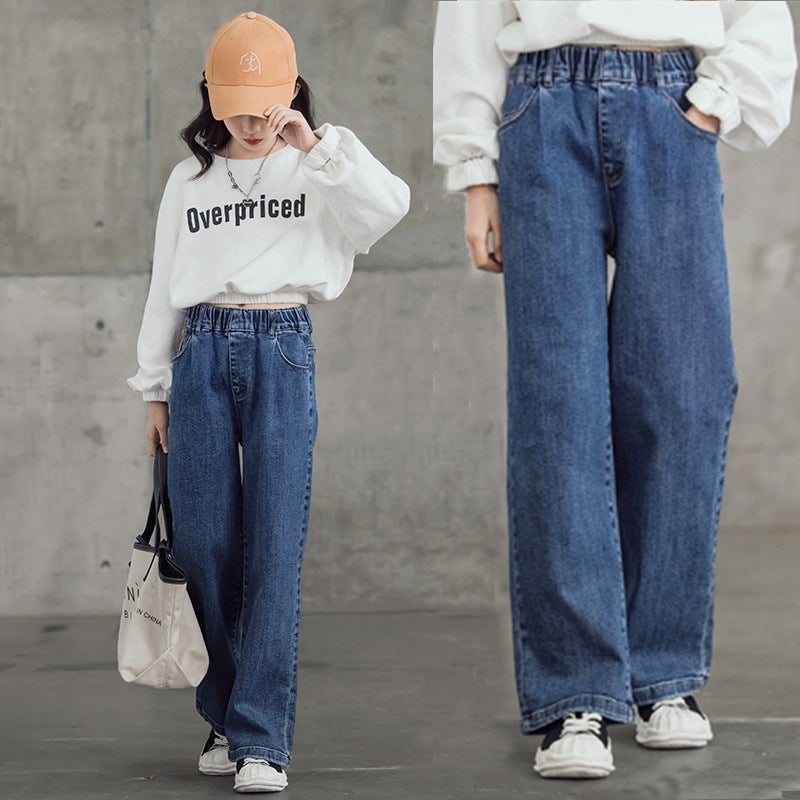 A Generation Of Hair Girls In Children'S Jeans Girls Pants 3-6-10-12-15 Years Old Children'S Pants Tide - Image 1
