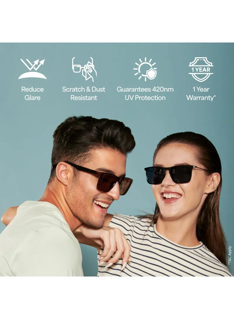 VINCENT CHASE VINCENT CHASE EYEWEAR By Lenskart | Grey Square Stylish Sunglasses | UV Protected | For Men &amp; Women | Large | VC S12938 - Pack of 1