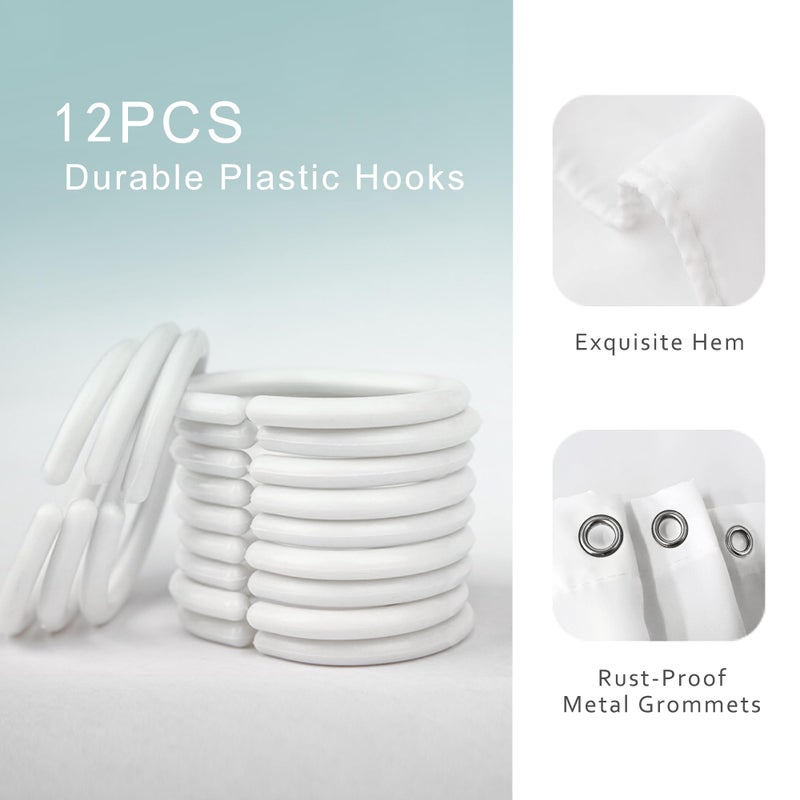 ريديكور Riyidecor مضحك حوت الأطفال الستار دش الستار 60wx72h بوصة الكرتون الستائر الدلفين لطيف البحر البحرية المحيط الأسماك تحت السول لويت فتاة الحمام ديكور النسيج البوليستر مقاوم للماء 12 حزمة السنانير - Image 4