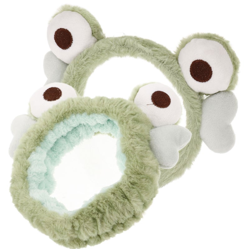 2pcs Cartoon Makeup Hairband Plush Face Washing Headband Lovely Frog Headband Face Wash Hairband Funny Hair Hoop Cute Animal Ears Hair Hoop - Image 5