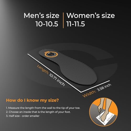 EstCarbon - Carbon Fiber Insole - 1 pc, Men 6, Women 7 - Unisex Orthotic Shoe Insert - Stiff Foot Plate - Turf Toe, Hallux Rigidus, Flat Feet, Plantar Fasciitis, Mortons Extension - Image 4