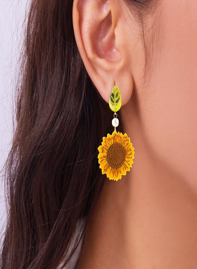 Dcfywl731 Spring Flower Earrings for Women Sunflower Clip on Earrings Spring Dresses for Women 2025 - Image 3