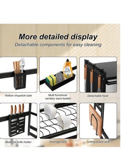 LIVVY LIVVY 2-Tier Over-the-Sink Dish Drying Rack - Large Black Same Dish Rack with Cutting Board Holder & Utensil Organizer -Space-Saving Kitchen Counter Storage  - Image 5