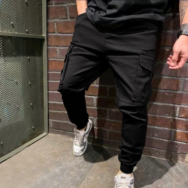 Generic Work pants mens loose casual toe pants 2022 summer new mens pants spring and autumn harem pants men Black - Image 1