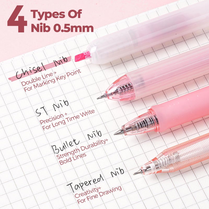 Nicpro 13 Pack Pink Gel Pens Set, Fine Tip Black Ink Pen with 1 Highlighter, Cute Pen for Journaling, Back to School Office Supplies for Teacher Student Gift, Pink Desk Accessories for Girl Stationery - Image 5