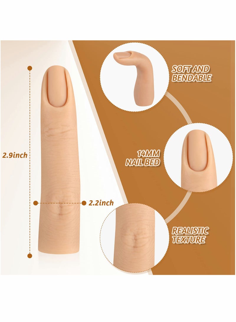 Excefore قطعتان من أصابع تدريب الأظافر المصنوعة من السيليكون، أصابع تدريب وهمية قابلة للانحناء، أصابع تدريب من السيليكون للأظافر الأكريليكية، يد تدريب الأظافر المصنوعة من السيليكون، لتمرين الأظافر، أظافر DIY، فن الأظافر (لون فاتح) - Image 5