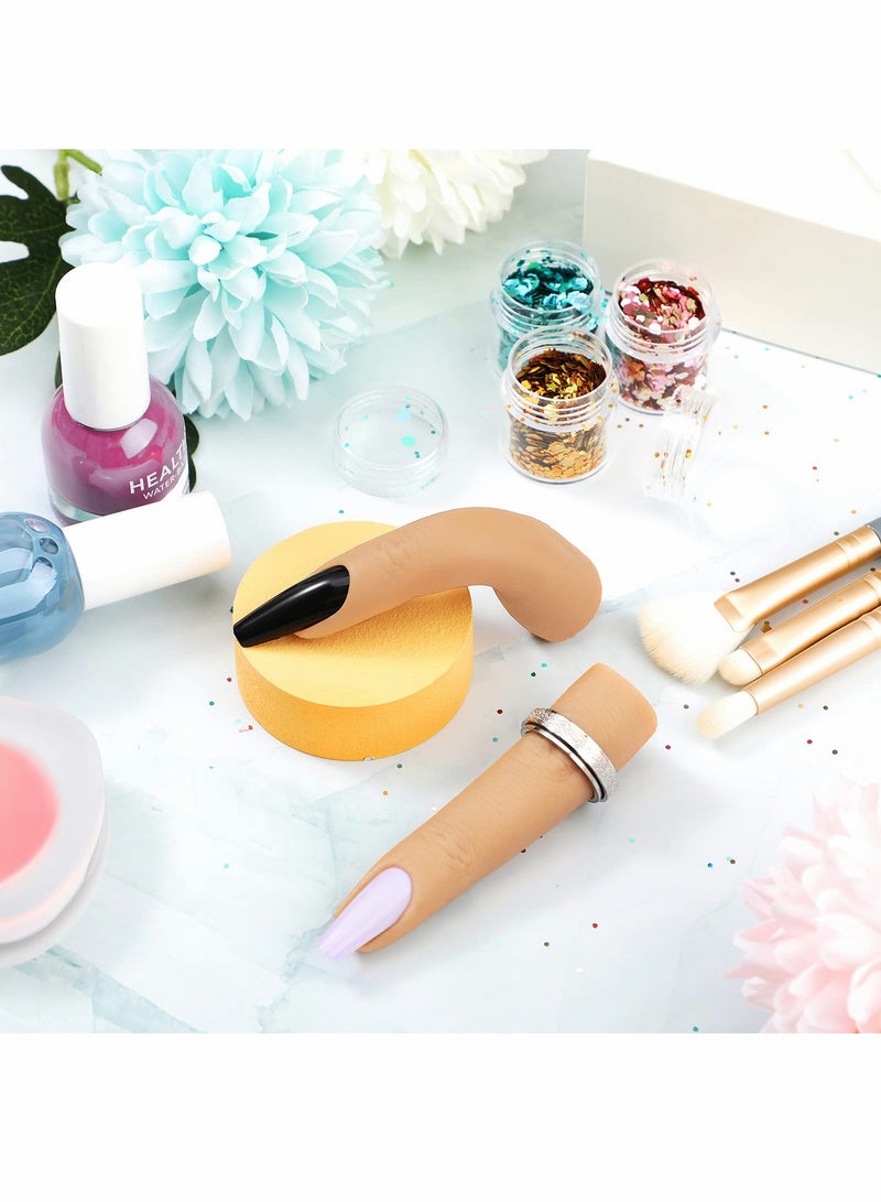 Excefore قطعتان من أصابع تدريب الأظافر المصنوعة من السيليكون، أصابع تدريب وهمية قابلة للانحناء، أصابع تدريب من السيليكون للأظافر الأكريليكية، يد تدريب الأظافر المصنوعة من السيليكون، لتمرين الأظافر، أظافر DIY، فن الأظافر (لون فاتح) - Image 2