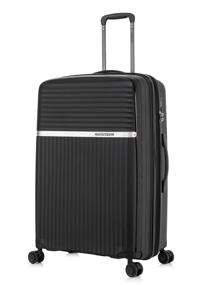 CABINPRO Light Weight PP Fashion Trolley Luggage Set of 3 Expandable Hard Case Suitcase with Safe Zipper and 4 Quite 360° Double Spinner Wheels CP002 Black