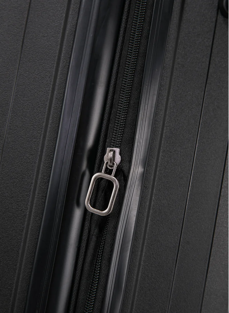 CABINPRO Light Weight PP Fashion Trolley Luggage Set of 3 Expandable Hard Case Suitcase with Safe Zipper and 4 Quite 360° Double Spinner Wheels CP002 Black