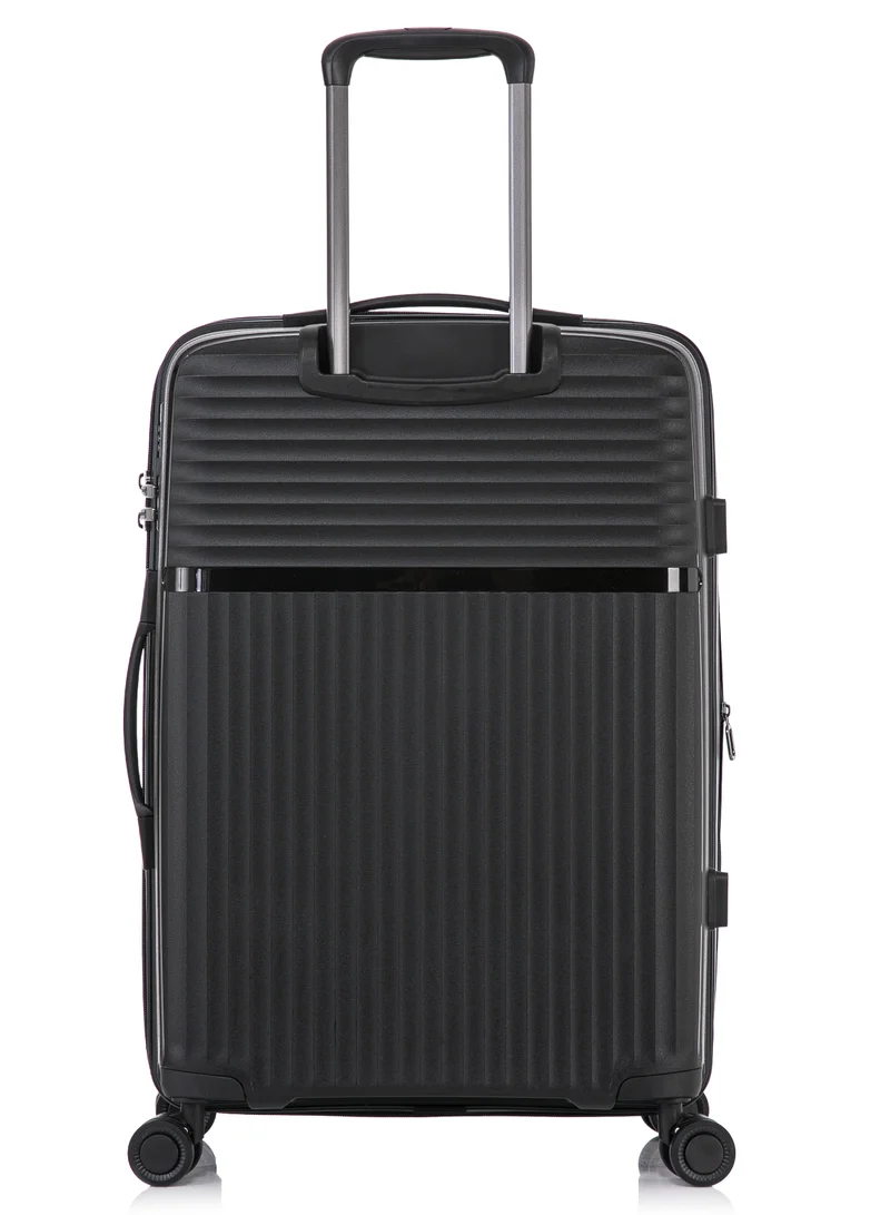 CABINPRO Light Weight PP Fashion Trolley Luggage Set of 3 Expandable Hard Case Suitcase with Safe Zipper and 4 Quite 360° Double Spinner Wheels CP002 Black