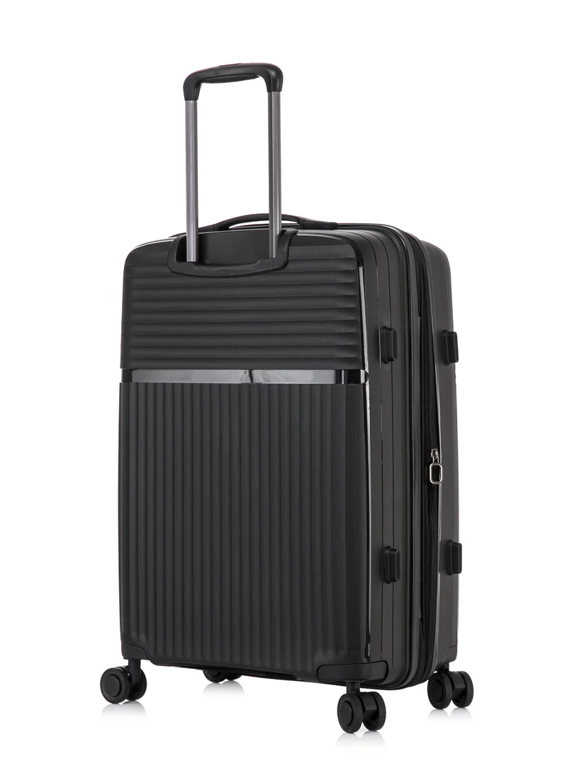 CABINPRO Light Weight PP Fashion Trolley Luggage Set of 3 Expandable Hard Case Suitcase with Safe Zipper and 4 Quite 360° Double Spinner Wheels CP002 Black