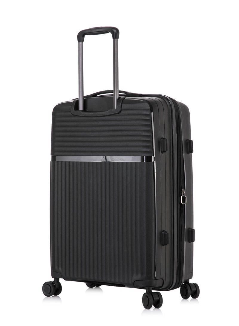 CABINPRO light weight pp fashion trolley luggage set of 3 expandable hard case suitcase with safe zipper and 4 quite 360° double spinner wheels cp002 black - Image 2