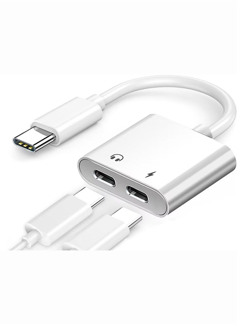 OULIYO 2 In 1 Audio And Charging Cable Adapter with USB-C Charge Port 2 in 1 OTG Splitter Live Converter for Android Type-C Input Phones  - Image 1