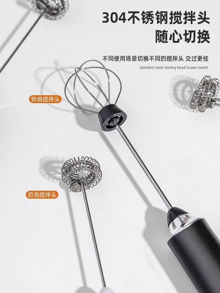 Milk Frother with 3 Adjustable Speeds, Egg Beater, USB Rechargeable, Hot Chocolate, Cappuccino and Latte Frother, with 2 Stainless Steel Whisk Beaters - Image 5