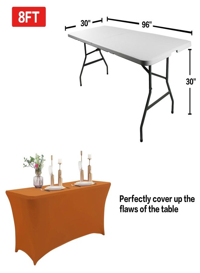 IVAPUPU 2 Pack 6FT Table Cloth for Rectangular Fitted Events Stretch Caramel Table Covers Washable Table Cover Spandex Tablecloth Table Protector for Party, Wedding, Cocktail, Banquet, Festival - Image 3