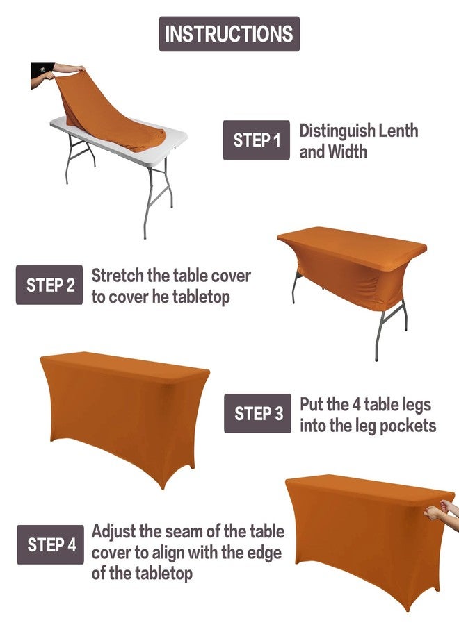 IVAPUPU 2 Pack 6FT Table Cloth for Rectangular Fitted Events Stretch Caramel Table Covers Washable Table Cover Spandex Tablecloth Table Protector for Party, Wedding, Cocktail, Banquet, Festival - Image 4