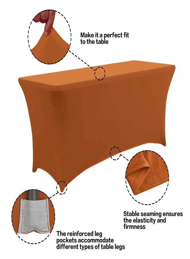 IVAPUPU 2 Pack 6FT Table Cloth for Rectangular Fitted Events Stretch Caramel Table Covers Washable Table Cover Spandex Tablecloth Table Protector for Party, Wedding, Cocktail, Banquet, Festival - Image 2