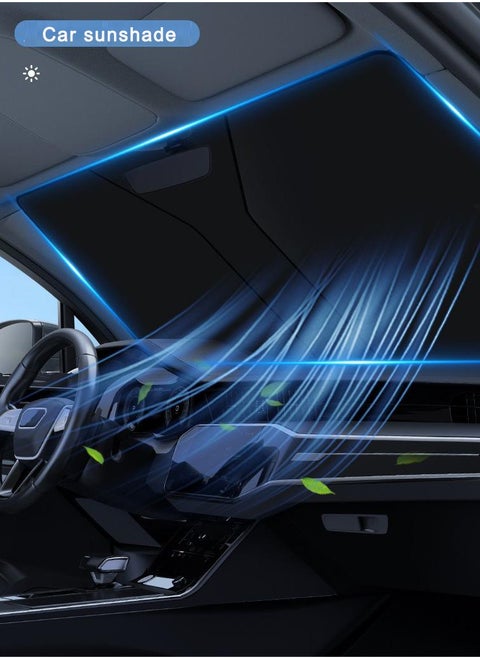 Windshield Sun Shade | Car Sun Shade Windshield | Foldable Front Windshield Sunshades | Reflective Shade for Front Windshield with Mirror Cut-Out Fits Middle and Big Sedans, SUVs, & Hatchbacks