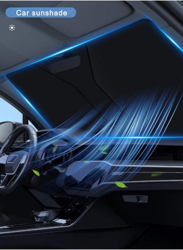 Windshield Sun Shade | Car Sun Shade Windshield | Foldable Front Windshield Sunshades | Reflective Shade for Front Windshield with Mirror Cut-Out Fits Middle and Big Sedans, SUVs, & Hatchbacks