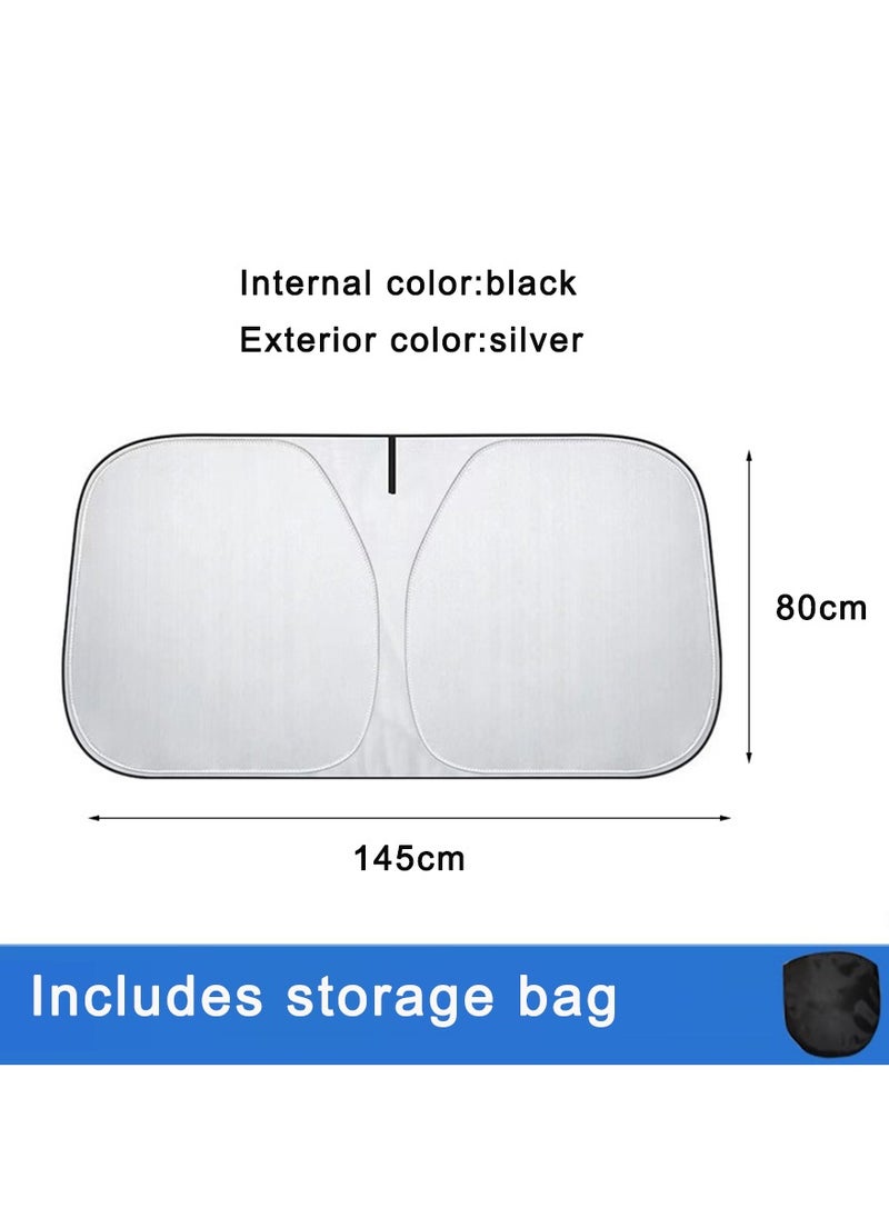 Windshield Sun Shade | Car Sun Shade Windshield | Foldable Front Windshield Sunshades | Reflective Shade for Front Windshield with Mirror Cut-Out Fits Middle and Big Sedans, SUVs, & Hatchbacks