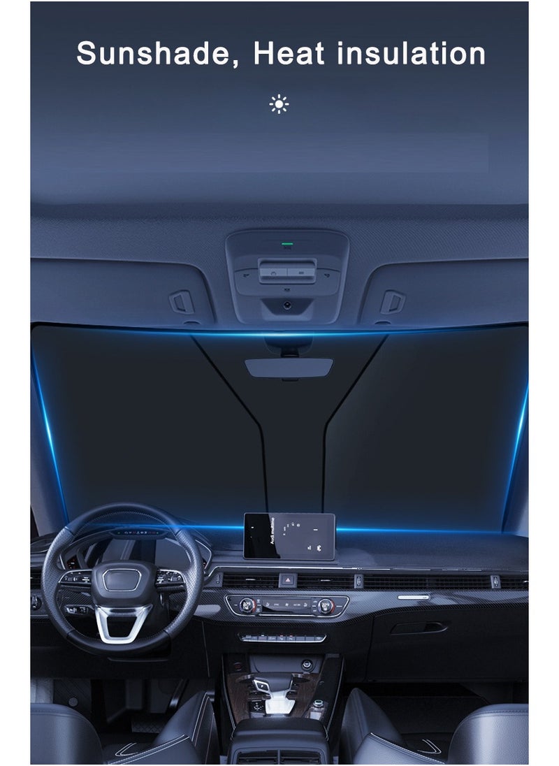 Windshield Sun Shade | Car Sun Shade Windshield | Foldable Front Windshield Sunshades | Reflective Shade for Front Windshield with Mirror Cut-Out Fits Middle and Big Sedans, SUVs, & Hatchbacks