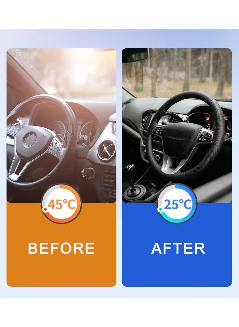 Windshield Sun Shade | Car Sun Shade Windshield | Foldable Front Windshield Sunshades | Reflective Shade for Front Windshield with Mirror Cut-Out Fits Middle and Big Sedans, SUVs, & Hatchbacks